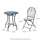 Ensemble bistrot pliant en métal Glitzhome pour extérieur, 3 pièces, table et chaises de patio