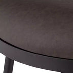 Tabouret de bar pivotant Elm Lane Maxwell en métal noir mat, hauteur 26 pouces, avec coussin rond en cuir marron rustique et dossier bas, repose-pieds pour comptoir de cuisine