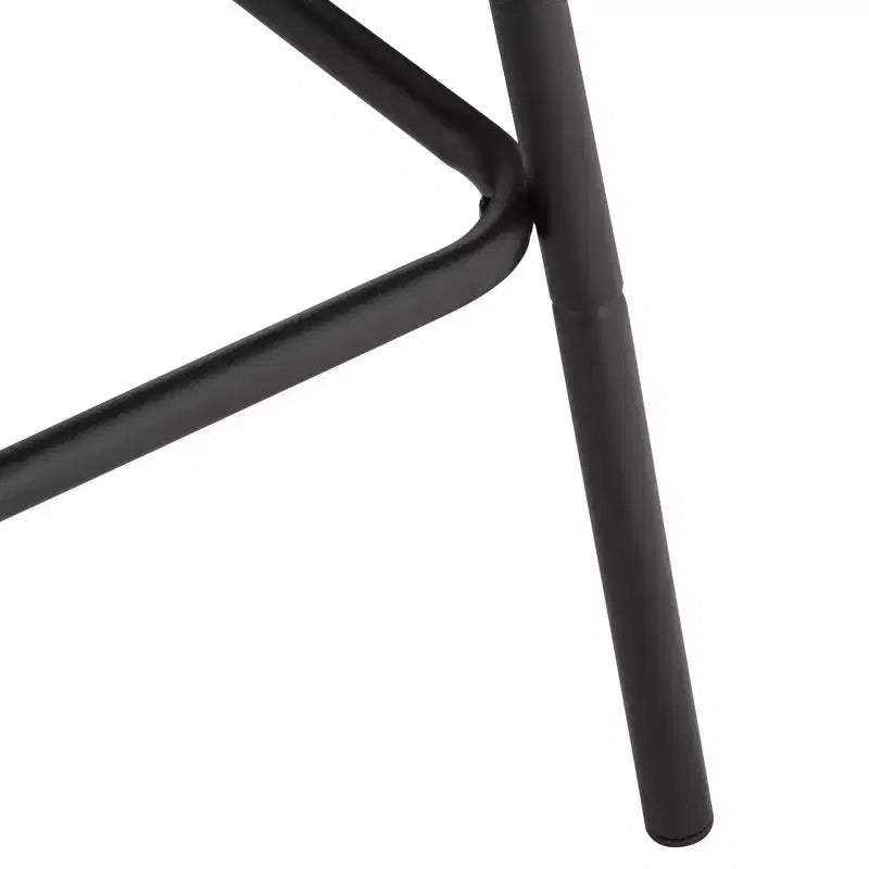 Tabouret de bar pivotant Elm Lane Maxwell en métal noir mat, hauteur 26 pouces, avec coussin rond en cuir marron rustique et dossier bas, repose-pieds pour comptoir de cuisine