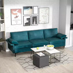 Costway Canapé modulable moderne en tissu 3 places, meuble de salon avec pieds en métal, bleu/gris