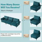 Costway Canapé modulable moderne en tissu 3 places, meuble de salon avec pieds en métal, bleu/gris