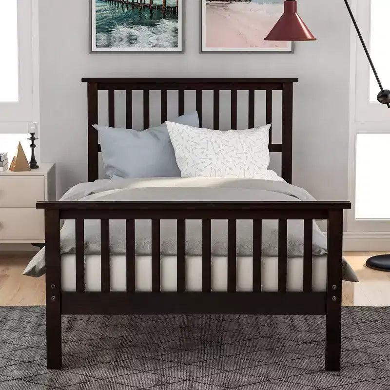Lit plateforme double en bois avec tête et pied de lit - ModernLuxe