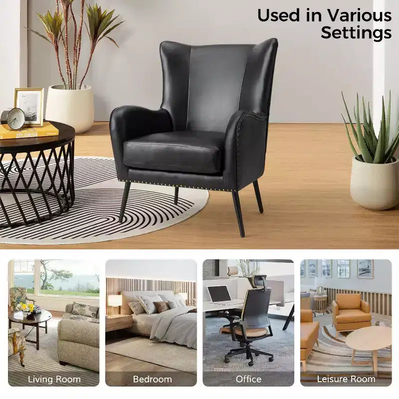 Fauteuil classique Harpocrates à dossier haut et garniture cloutée | ART OF LIVING DESIGNS