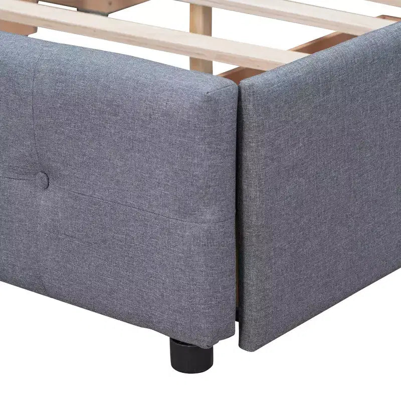 Lit plateforme rembourré Queen Size avec tête de lit classique et 4 tiroirs - ModernLuxe