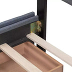 Lit plateforme rembourré Queen Size avec tête de lit classique et 4 tiroirs - ModernLuxe