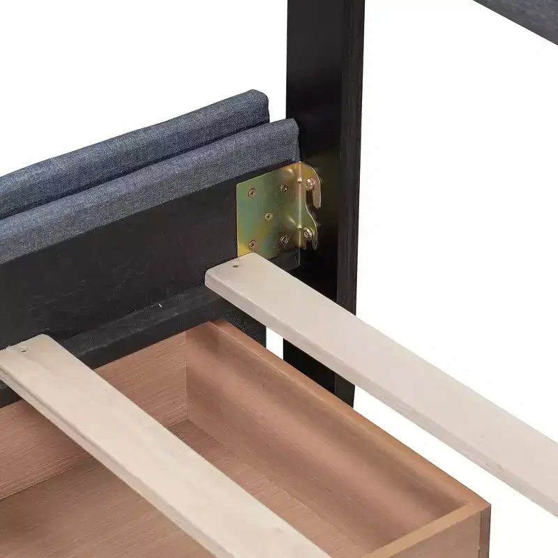 Lit plateforme rembourré Queen Size avec tête de lit classique et 4 tiroirs - ModernLuxe