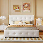 Lit plateforme rembourré Queen Size avec tête de lit classique et 4 tiroirs - ModernLuxe