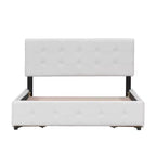 Lit plateforme rembourré Queen Size avec tête de lit classique et 4 tiroirs - ModernLuxe
