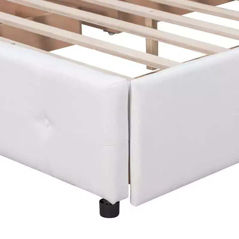 Lit plateforme rembourré Queen Size avec tête de lit classique et 4 tiroirs - ModernLuxe