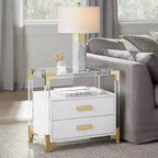 Table d'appoint en acrylique blanche et or Studio 55D Abby de 59,7 cm de large