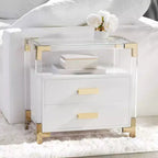 Table d'appoint en acrylique blanche et or Studio 55D Abby de 59,7 cm de large