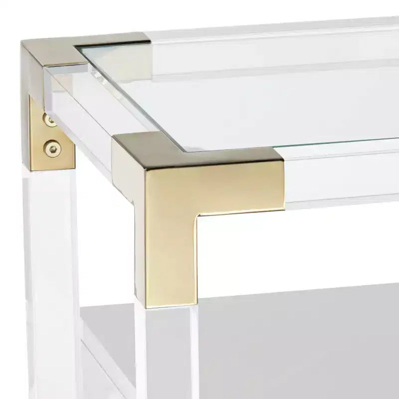 Table d'appoint en acrylique blanche et or Studio 55D Abby de 59,7 cm de large