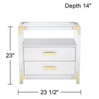 Table d'appoint en acrylique blanche et or Studio 55D Abby de 59,7 cm de large