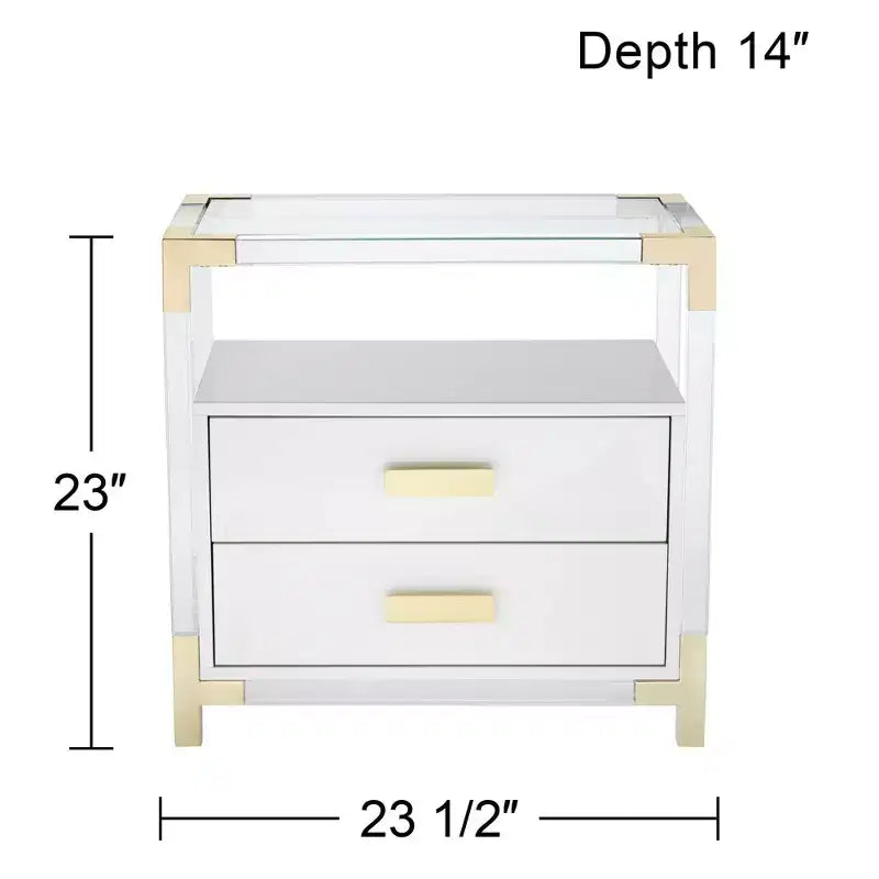 Table d'appoint en acrylique blanche et or Studio 55D Abby de 59,7 cm de large