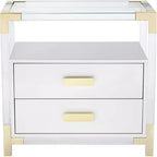 Table d'appoint en acrylique blanche et or Studio 55D Abby de 59,7 cm de large