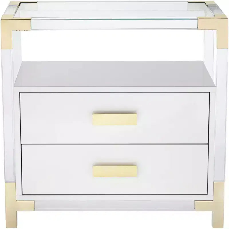 Table d'appoint en acrylique blanche et or Studio 55D Abby de 59,7 cm de large