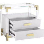 Table d'appoint en acrylique blanche et or Studio 55D Abby de 59,7 cm de large
