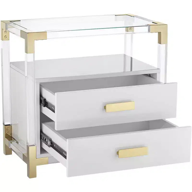 Table d'appoint en acrylique blanche et or Studio 55D Abby de 59,7 cm de large