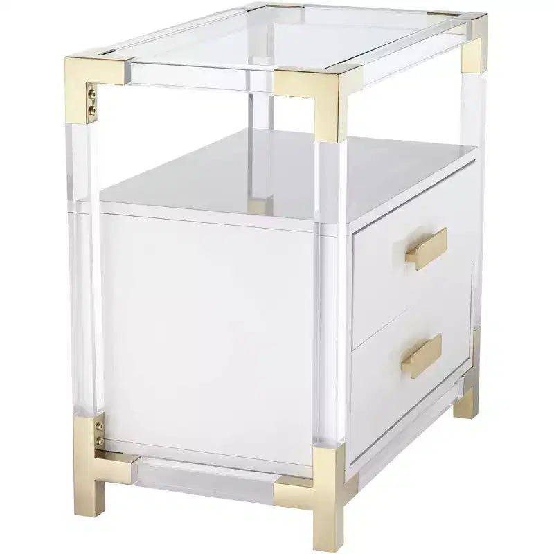 Table d'appoint en acrylique blanche et or Studio 55D Abby de 59,7 cm de large