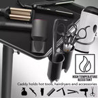 Plateau à instruments premium en aluminium Saloniture - Chariot de coiffeur avec support d'accessoires - Noir