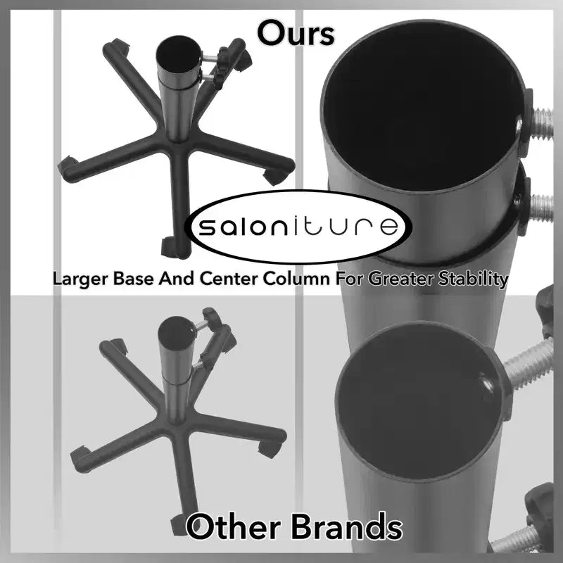 Plateau à instruments premium en aluminium Saloniture - Chariot de coiffeur avec support d'accessoires - Noir