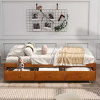 Lit plateforme double, cadre de lit en bois avec 3 tiroirs - ModernLuxe