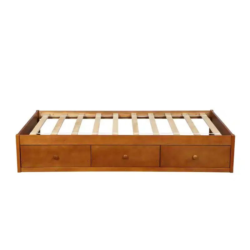 Lit plateforme double, cadre de lit en bois avec 3 tiroirs - ModernLuxe