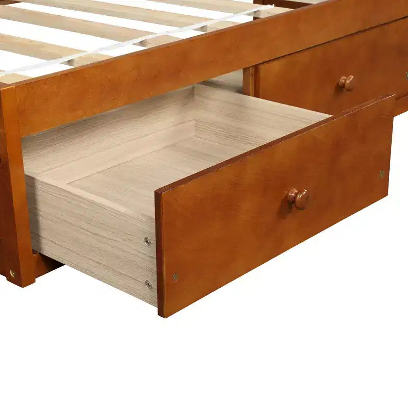 Lit plateforme double, cadre de lit en bois avec 3 tiroirs - ModernLuxe