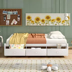 Lit plateforme double, cadre de lit en bois avec 3 tiroirs - ModernLuxe