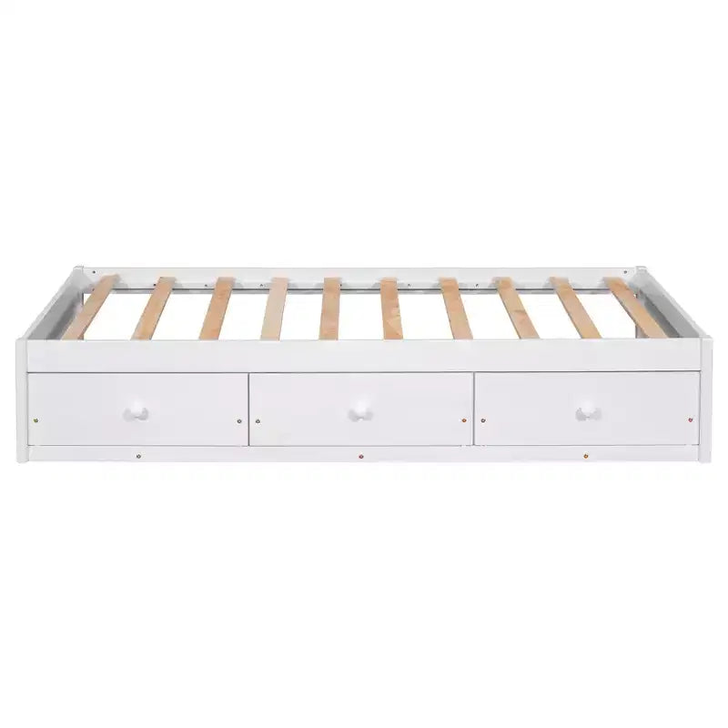 Lit plateforme double, cadre de lit en bois avec 3 tiroirs - ModernLuxe