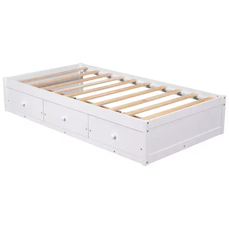 Lit plateforme double, cadre de lit en bois avec 3 tiroirs - ModernLuxe