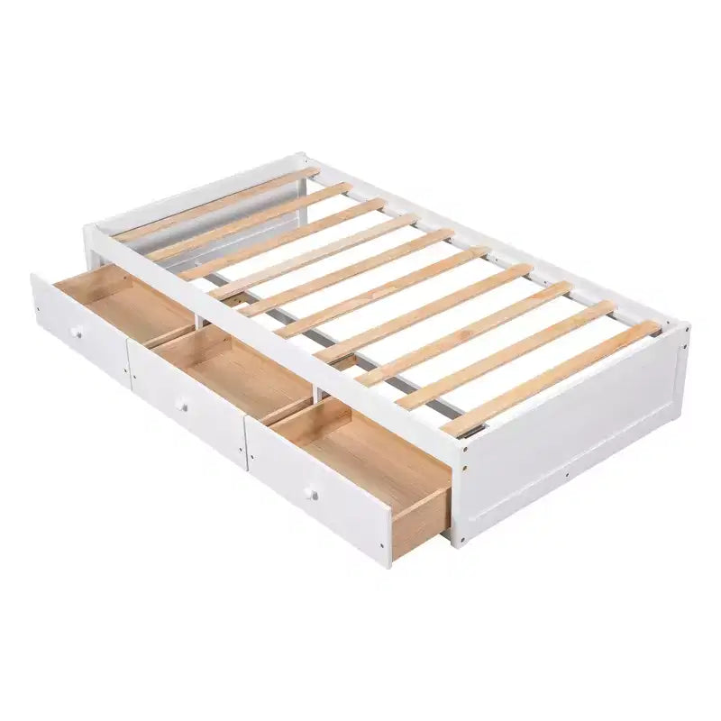 Lit plateforme double, cadre de lit en bois avec 3 tiroirs - ModernLuxe