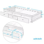 Lit plateforme double, cadre de lit en bois avec 3 tiroirs - ModernLuxe