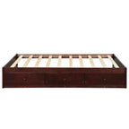 Lit plateforme double, cadre de lit en bois avec 3 tiroirs - ModernLuxe