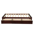 Lit plateforme double, cadre de lit en bois avec 3 tiroirs - ModernLuxe