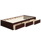 Lit plateforme double, cadre de lit en bois avec 3 tiroirs - ModernLuxe