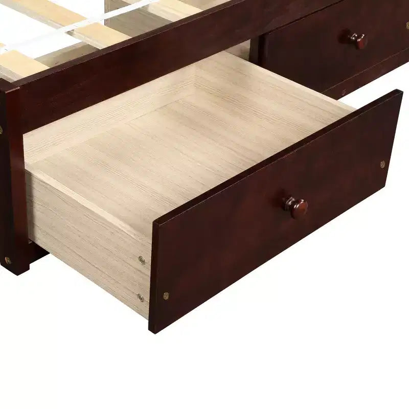 Lit plateforme double, cadre de lit en bois avec 3 tiroirs - ModernLuxe