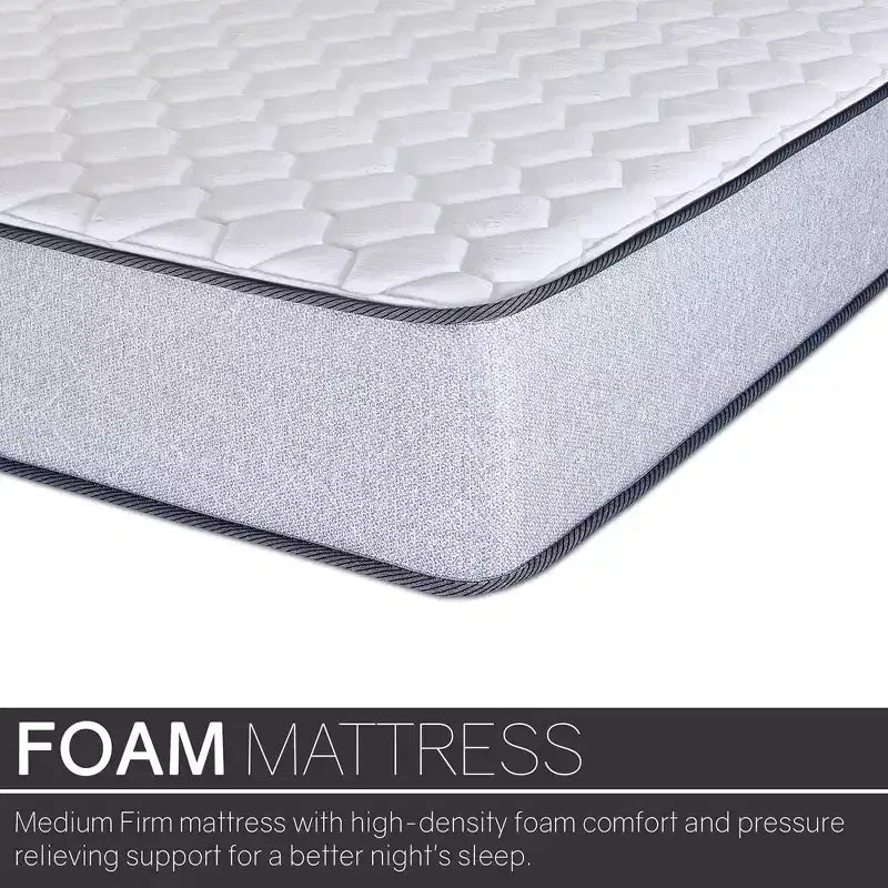 Matelas en mousse haute densité Continental Sleep, ferme moyen, à plateau non capitonné, de 8 pouces.