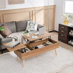 Table basse relevable Costway 47'' avec compartiments cachés pour salon