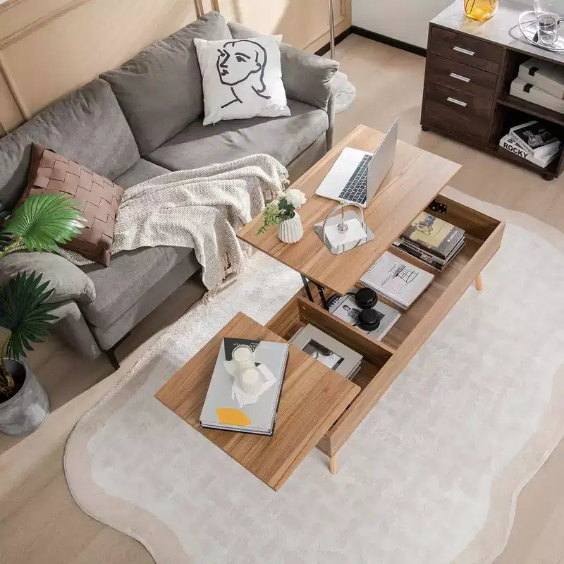 Table basse relevable Costway 47'' avec compartiments cachés pour salon