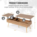 Table basse relevable Costway 47'' avec compartiments cachés pour salon