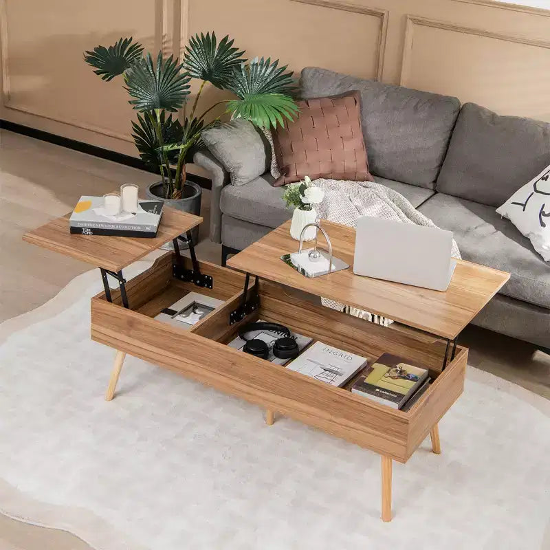 Table basse relevable Costway 47'' avec compartiments cachés pour salon