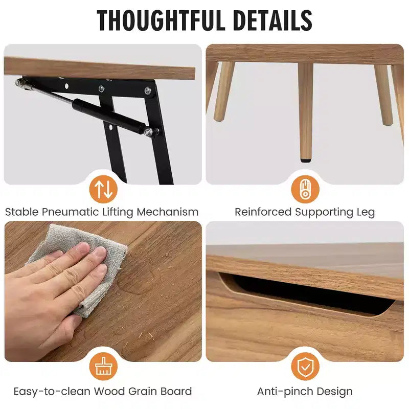 Table basse relevable Costway 47'' avec compartiments cachés pour salon