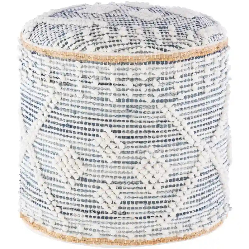 Pouf cylindrique Sibille Bohemian Denim 45 cm