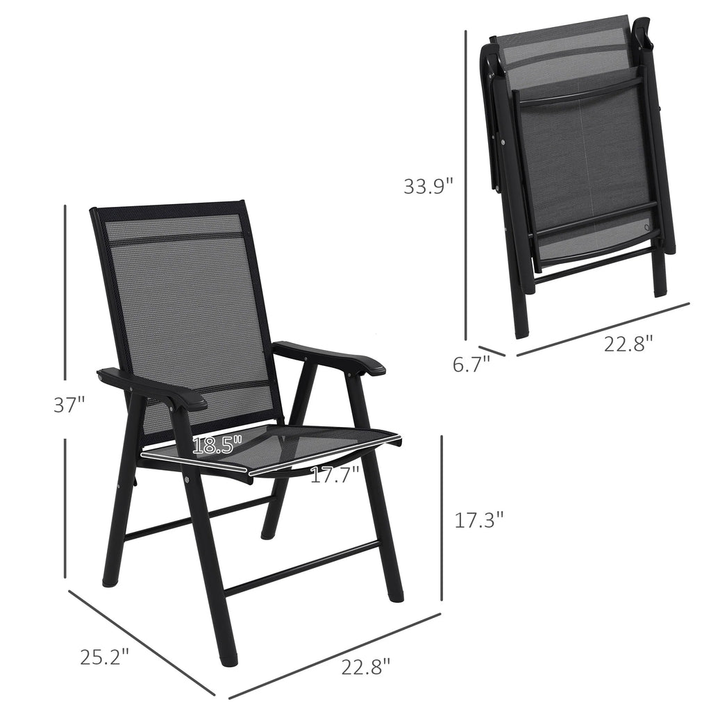 Ensemble de 4 chaises de patio pliantes Outsunny au design simple et chic, confortables pour la terrasse, le jardin, la cour et les voyages