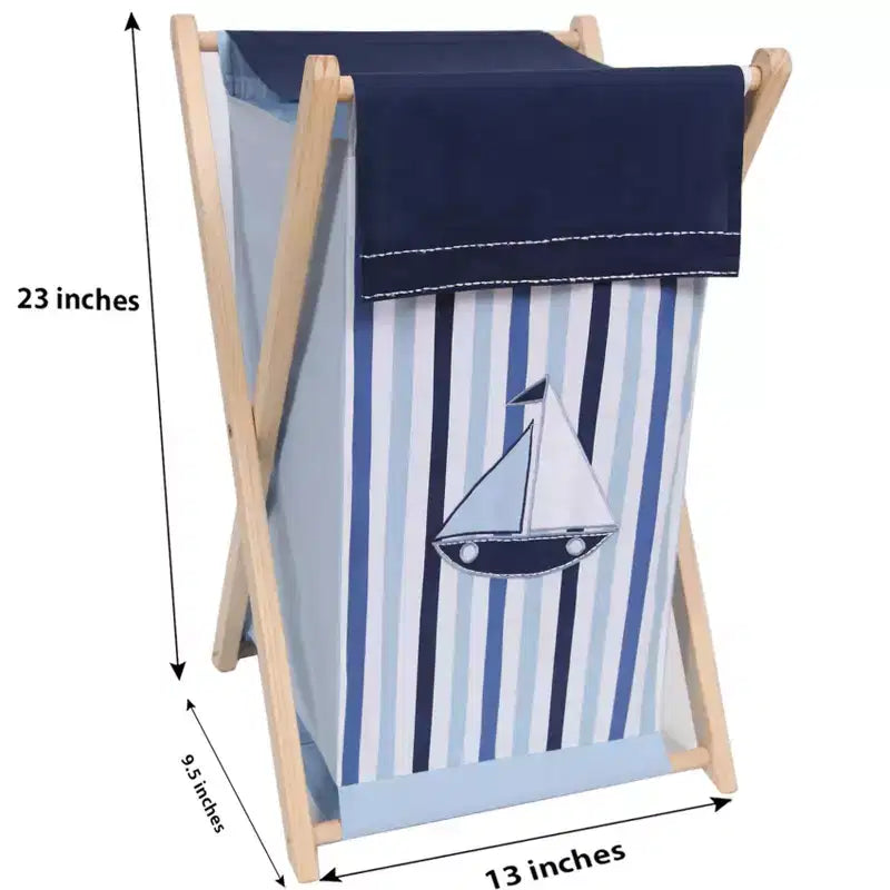 Bacati - Panier à linge Little Sailor avec cadre en bois