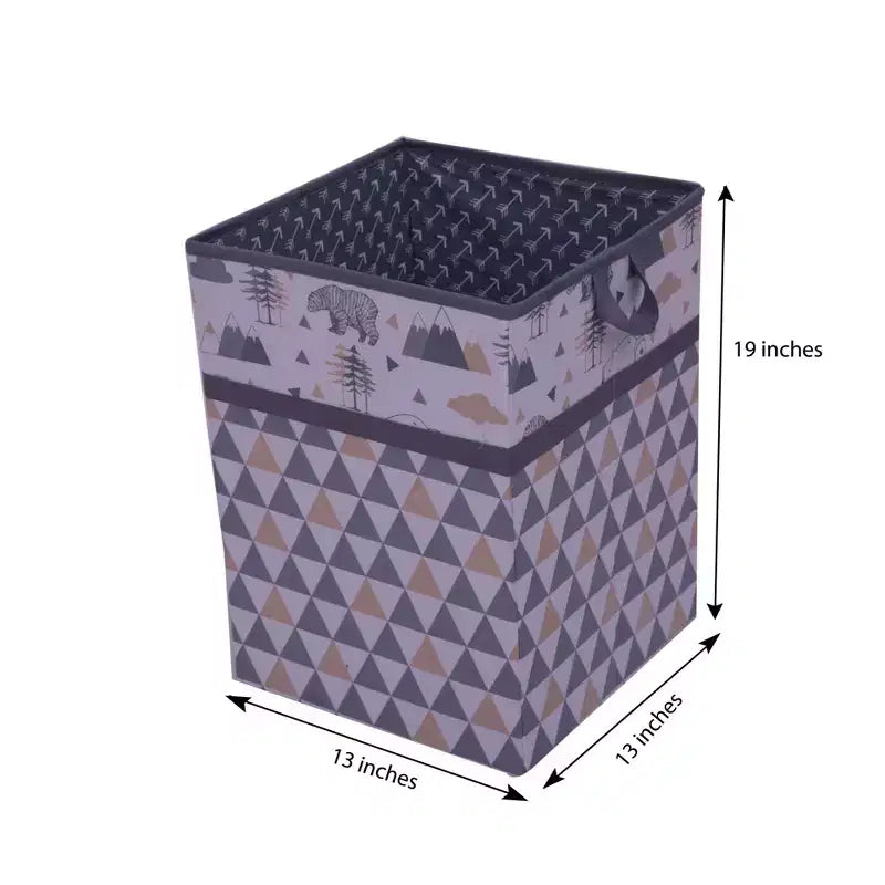 Bacati - Panier à Linge Pliable Neutre Gris/Beige Woodlands