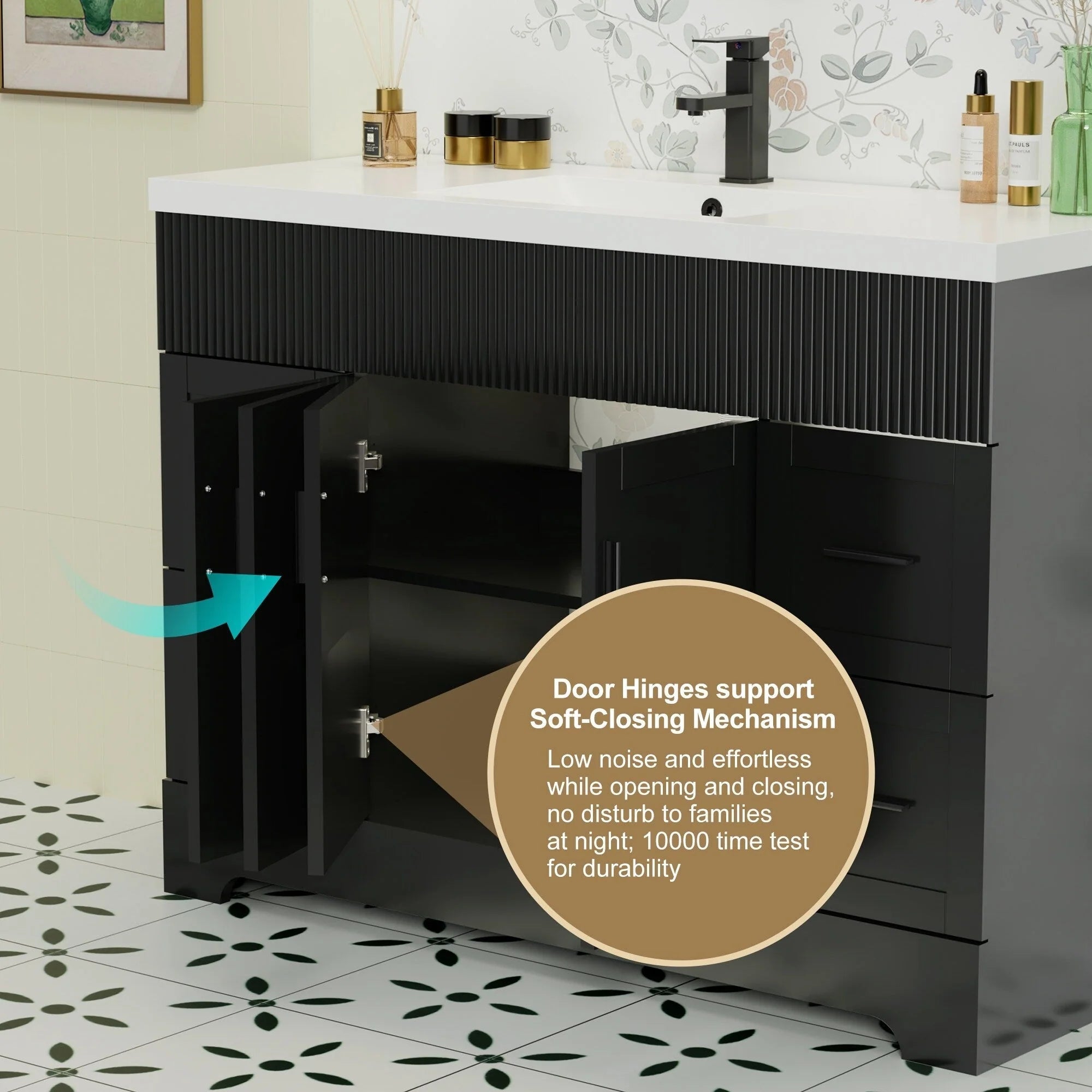 Meuble-lavabo Wavy Line 30/36/48 avec évier et robinet