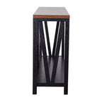 Merrick Lane Table console moderne en bois composite style ferme avec entretoises en bois et étagère inférieure