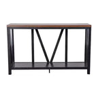 Merrick Lane Table console moderne en bois composite style ferme avec entretoises en bois et étagère inférieure